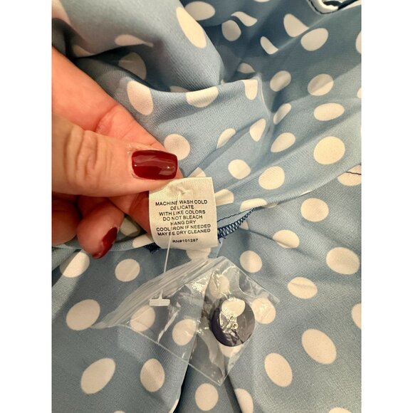 Alexia Admor Brooklyn Satin Navy Polka Dot Midi Dress NWT - Size 4 - Picture 3 of 11